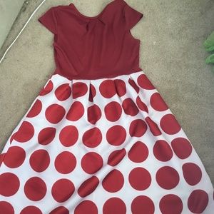 Red and white polka dot dress